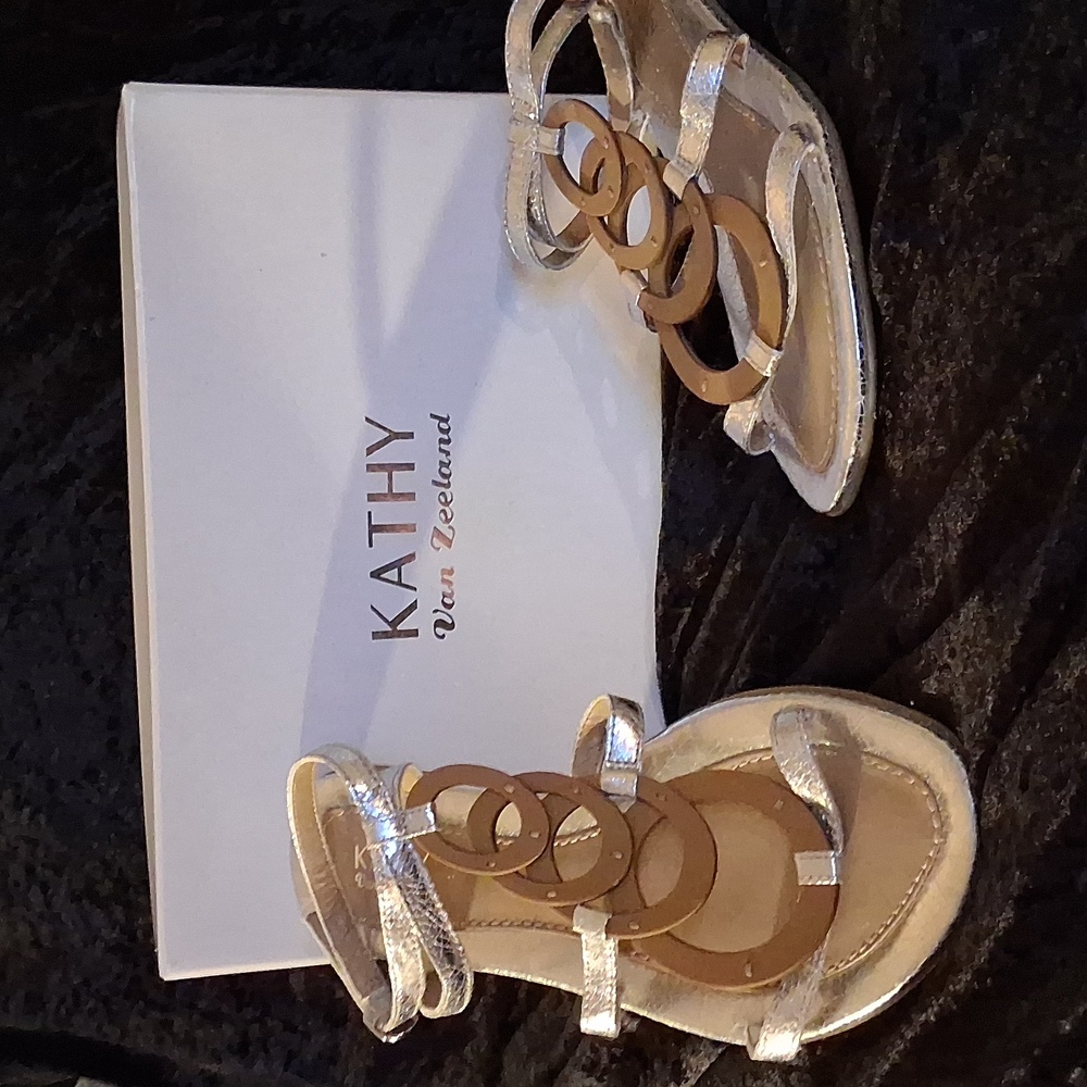 Kathy Van Zeeland Shimmering Silver and Tan Strap